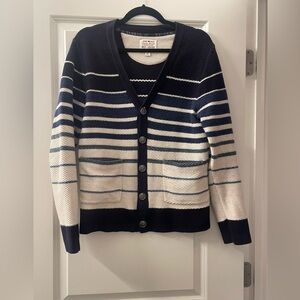 Lucky Brand Nautical Blue and White Striped Cardigan